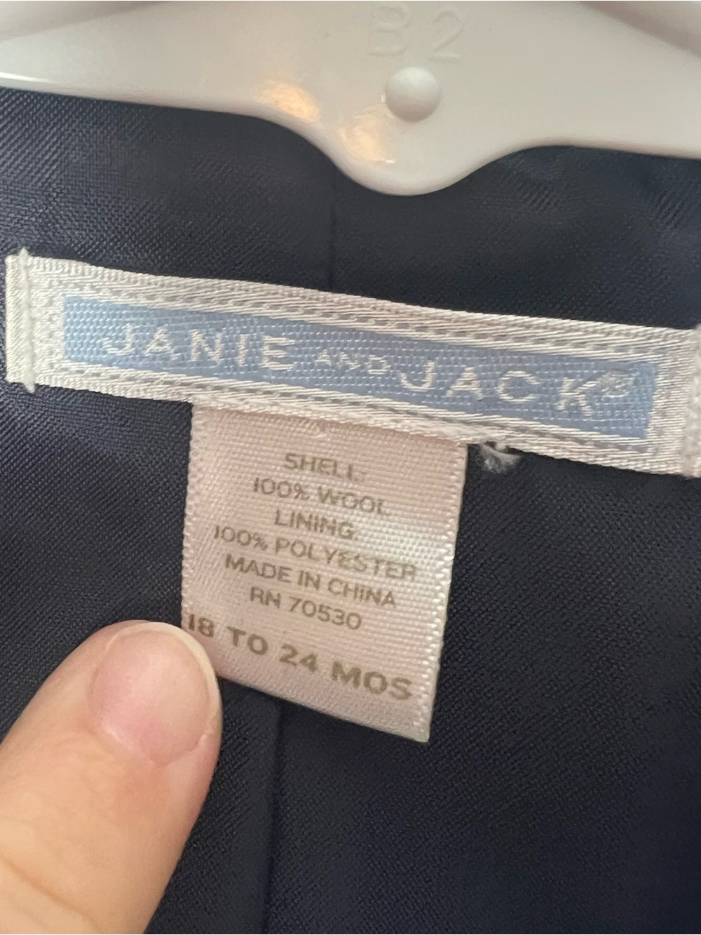 Janie and Jack Baby Boy Wool Button Up Blazer Sport Coat Navy Blue 18-24 Months - Picture 8 of 8